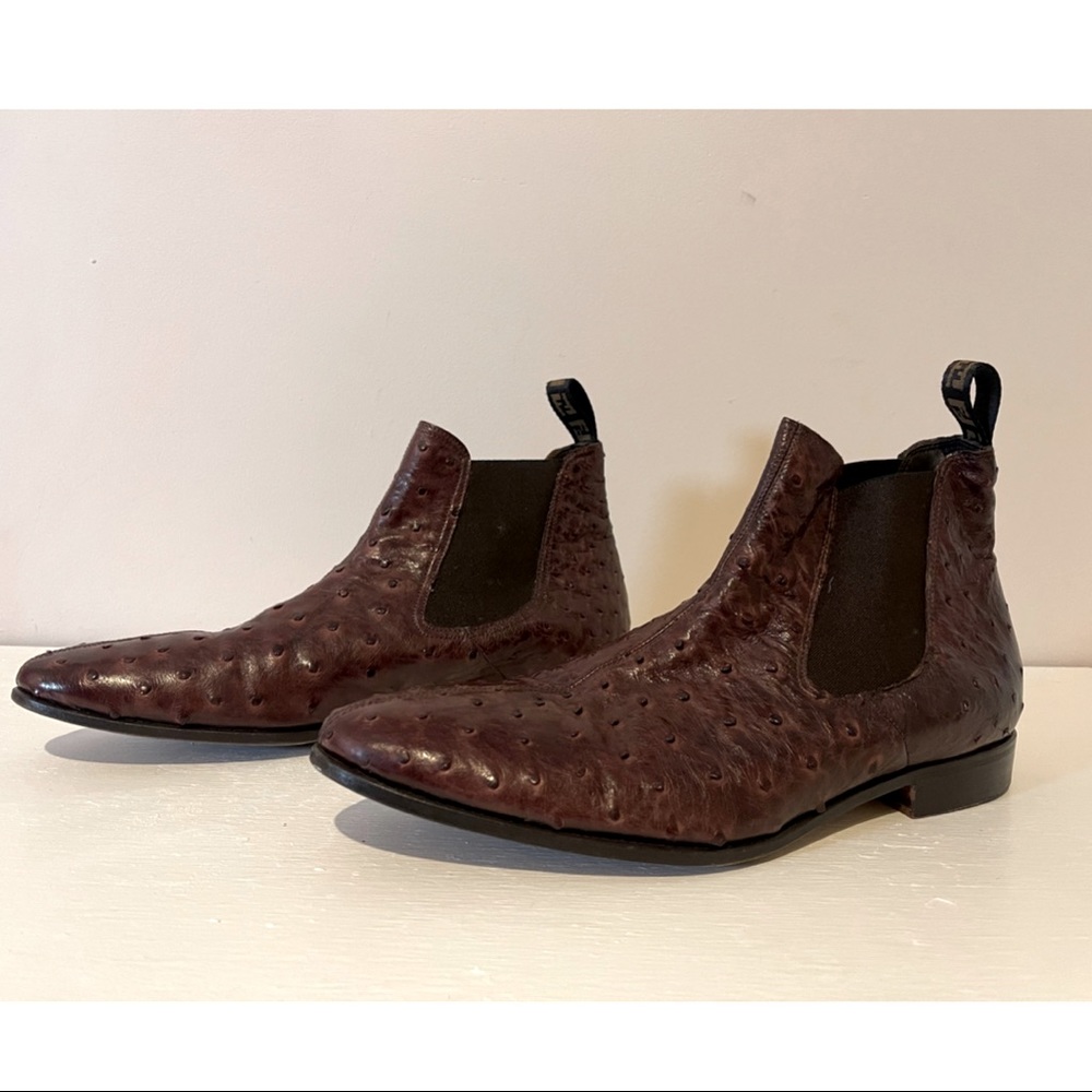 Fendi Brown Ostrich Leather boots